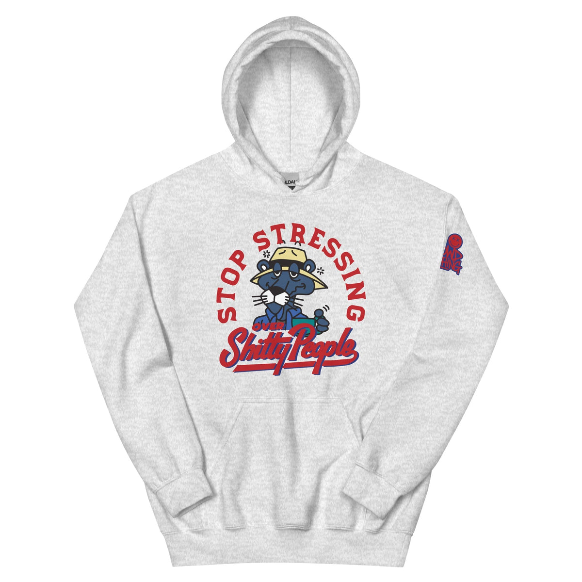 No Crowd Clothing hoodie featuring “Stop Stressing Over Shitty People” printed on the front....gray