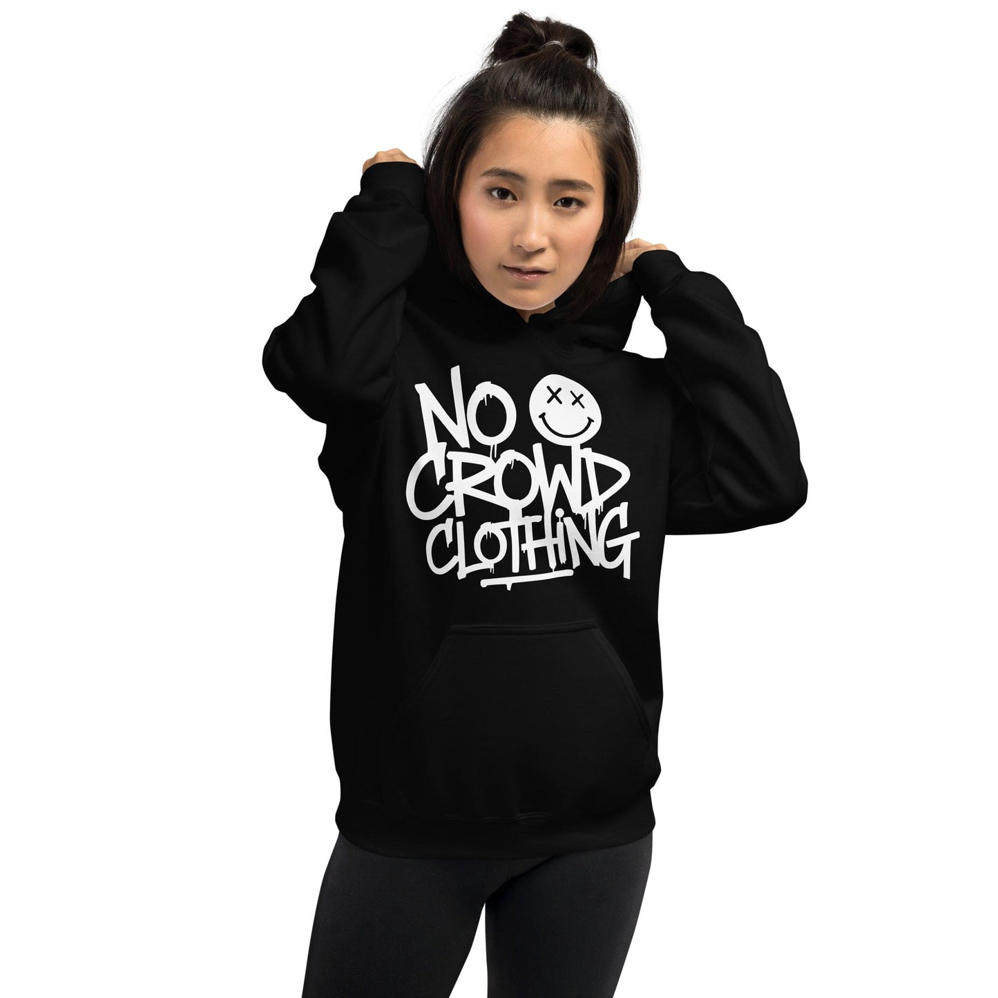 No Crowd Clothing combines style, humor, and comfort to create a sanctuary for those with social anxiety. Our designs promote self-care and confidence by turning anxious moments into lighthearted expressions...black model