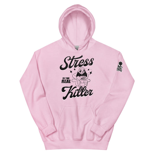 No Crowd Clothing’s 'Stress Is the Real Killer' t-shirt delivers a bold message about the toll of stress, especially for those with social anxiety. It uses humor to raise awareness and ease daily pressures...pink