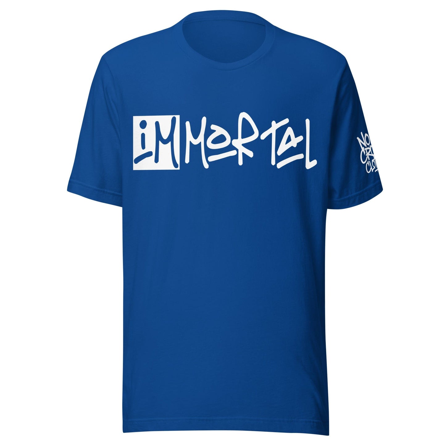 Streetwear graphic with 'I'm Mortal' handwritten in edgy font....blue front