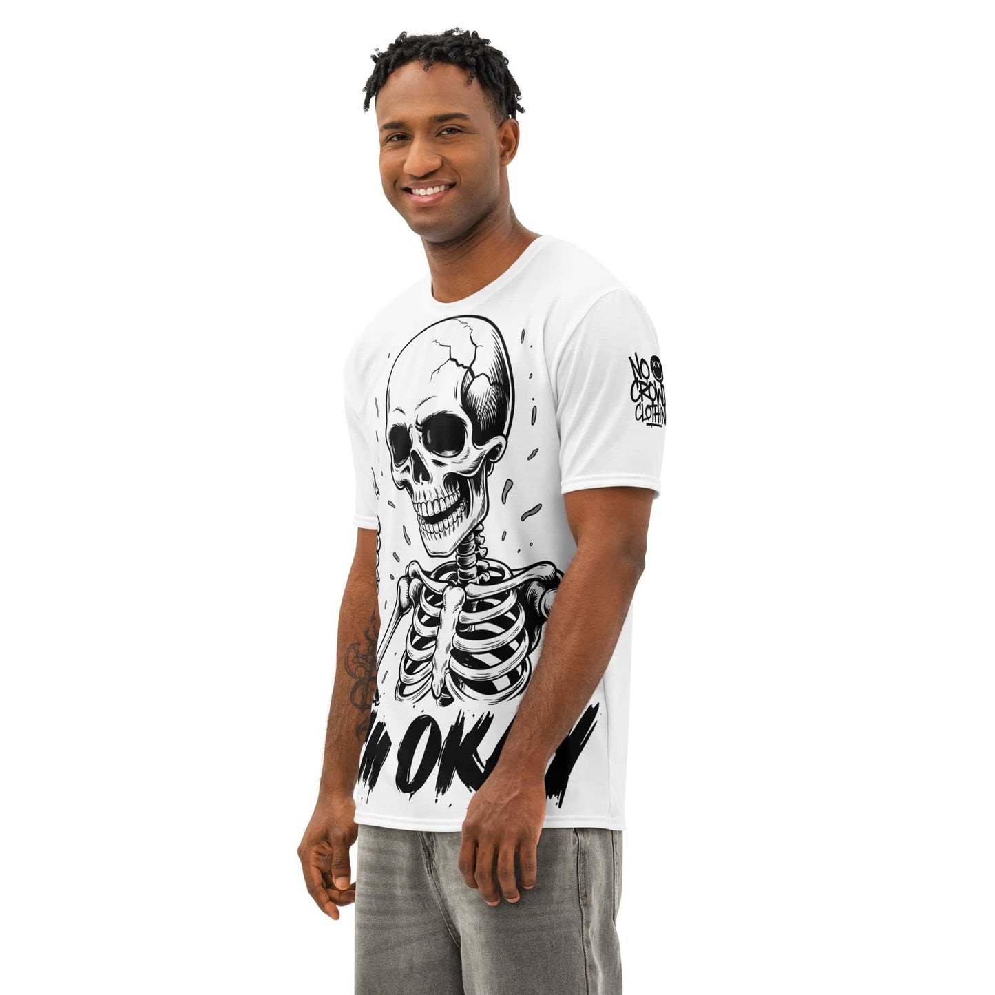 Introvert streetwear t-shirt with dark humor skeleton design, made for social anxiety and low social battery days