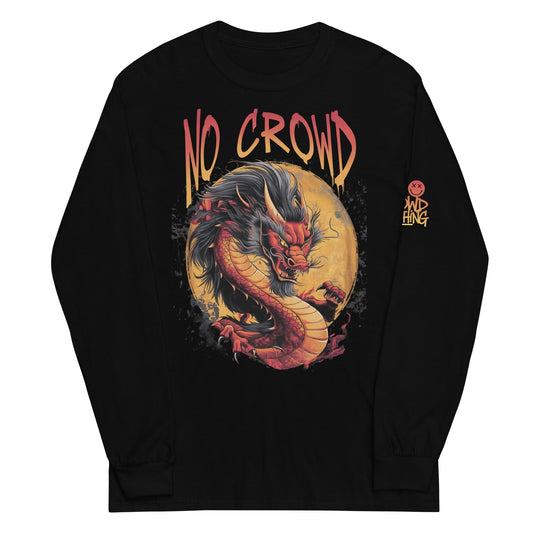 Close-up of Fury Design dragon artwork in bold red and gold on black streetwear t-shirt...front