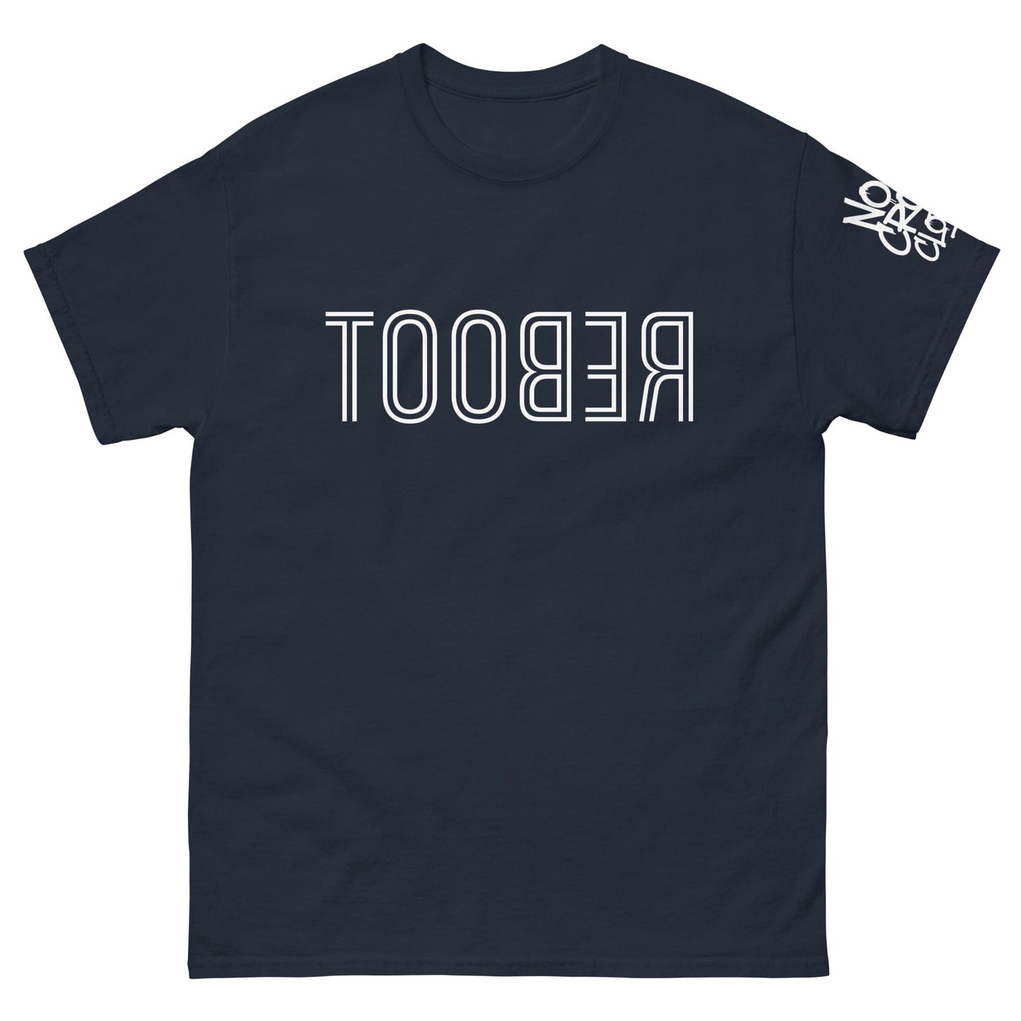 TOOBER is "reboot" spelled backwards, designed for those who understand that sometimes hitting restart is the best way forward. Wear it as a reminder that it's okay to pause, recalibrate, and keep going....shirt blue