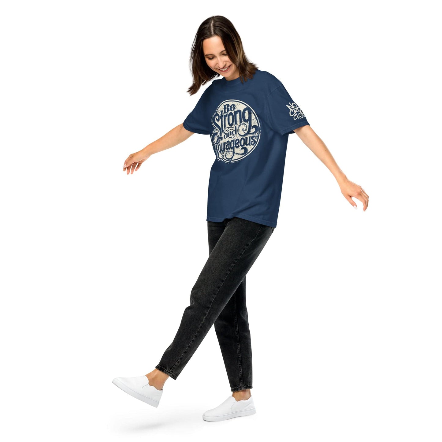 No Crowd Clothing’s 'Keep Going' t-shirt offers an empowering message for those dealing with stress or anxiety. With a touch of humor, it encourages resilience and serves as a reminder to persevere through challenges...blue model