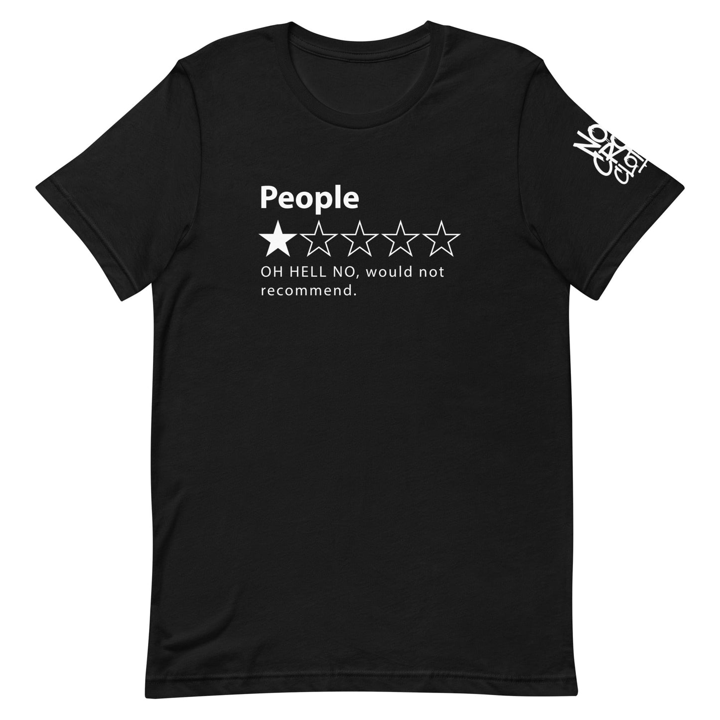 Humorous People 1-star rating graphic featuring one solid star and four outlines with bold text below....black