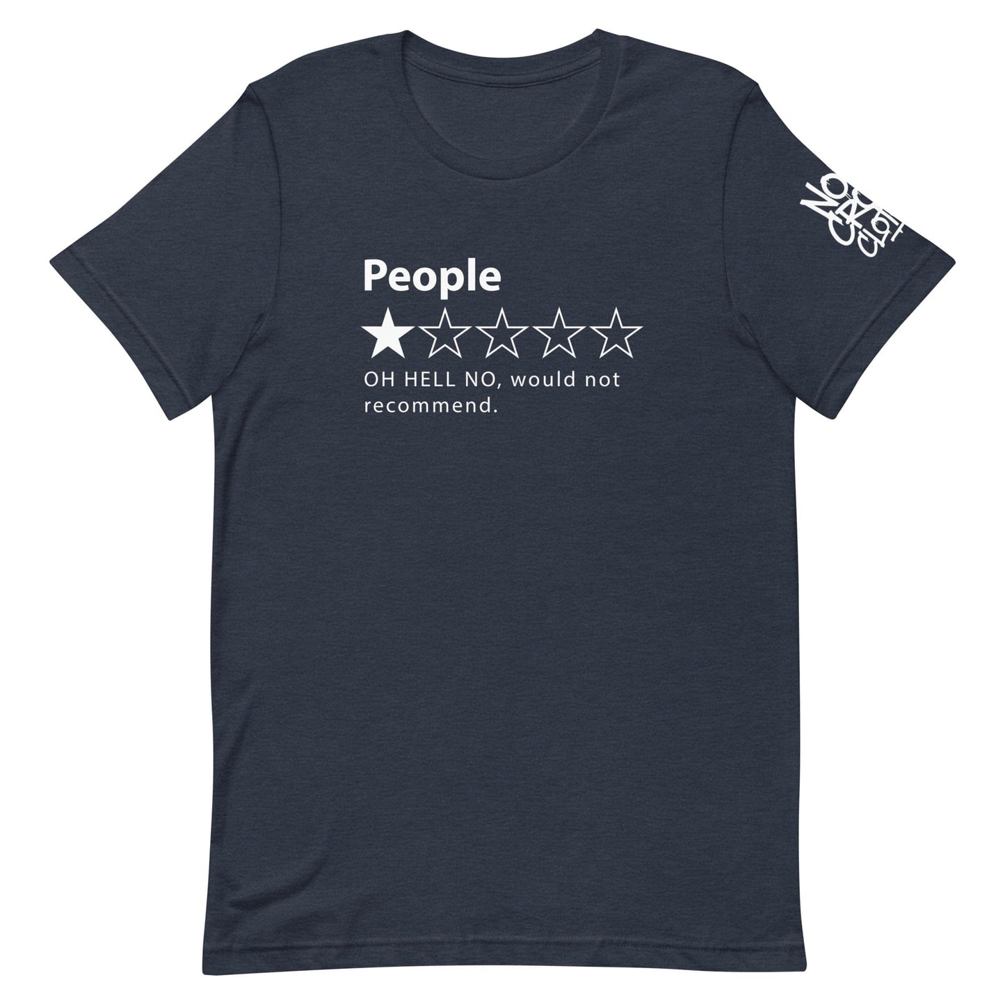 Humorous People 1-star rating graphic featuring one solid star and four outlines with bold text below....blue
