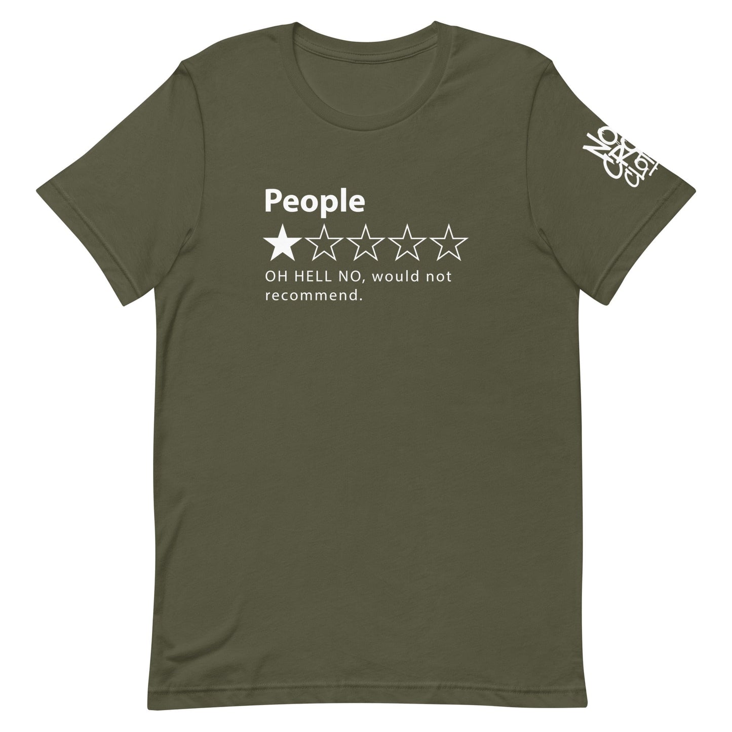 Humorous People 1-star rating graphic featuring one solid star and four outlines with bold text below...green