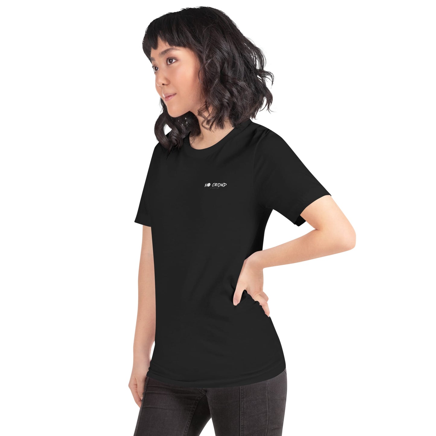 Model wearing the Quiet Mode minimalist introvert T-shirt...black